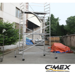 Schelă din aluminiu / tip turn / pe roți, 8 m
