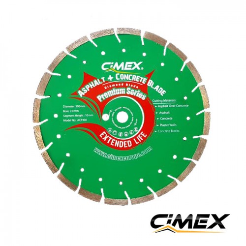 Disc diamantat pentru taiere combinata asfalt-beton – 300 mm CIMEX ACP300 Disc diamantat pentru taiere combinata asfalt-beton – 300 mm CIMEX ACP300