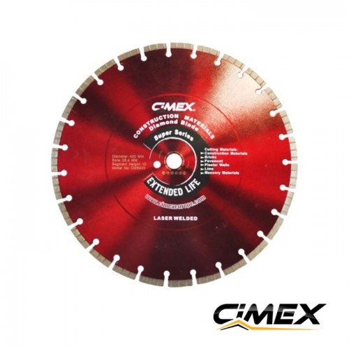 Disc diamantat pentru materiale de construcţii 400 mm CIMEX CMS400 Disc diamantat pentru materiale de construcţii 400 mm CIMEX CMS400